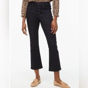 J. CREW Women's EUC High-Rise Crop Flare Button Fly Dark Wash Jeans | Size 30